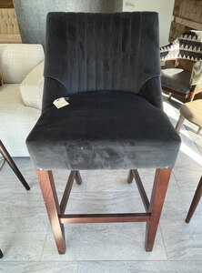New Ex-Display, Bespoke Made, Black Velvet Chunky Ribbed Stool