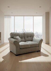 Homeflair Ken Ex-Display Fabric Grey 2 Seater Sofa