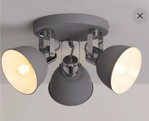 John Lewis 3 Light Metal Ceiling Light Plate Grey, Ex-Display Model