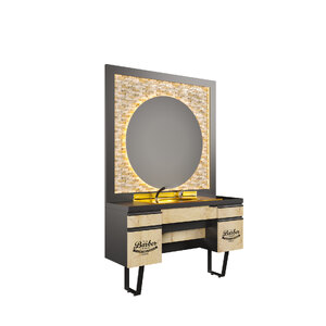 Luxury Barber Station Unit with Gold Sink & LED Mirror – Brand New Ex-Display