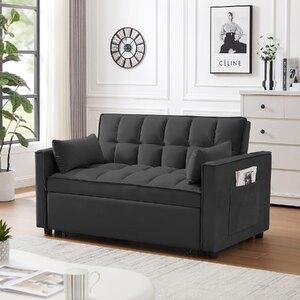 Ex-Display Barcelona Velvet Pull Out 2 Seater Sofa Bed in Black