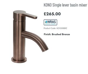 JTP Kono Mono Basin Mixer Tap Brushed Bronze Single Lever Ex-Display