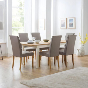 Julian Bowen Davenport Extending Dining Table, Ex-Display, Ivory and Oak