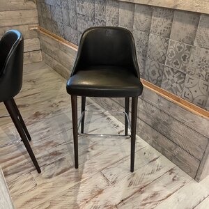 New Ex-Display Bespoke Made Court Bar Stool in Black Leather