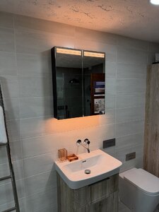 Schneider Aranga 600x700x125mm Black Mirrored Wall Unit - Ex-Display