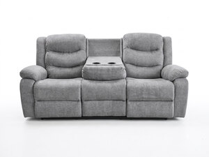 3 Seater Electric Recliner Sofa in Grey Chenille with Cupholders Ex-Display