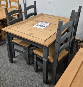 Corona Charcoal 4ft Pine Dining Table & 4 Chairs (Ex-Display)