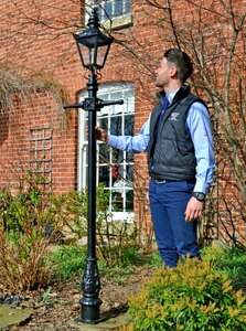 Used Ex-Display Cast Iron and Steel Garden Lamp Post Set, Period Light, 2.2m
