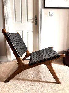 Ex-Display Contemporary Scandinavian Style Leather and Teak Occasion Chair