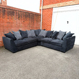 Ex-Display DFS Loleta Corner Sofa in Charcoal Crushed Velvet