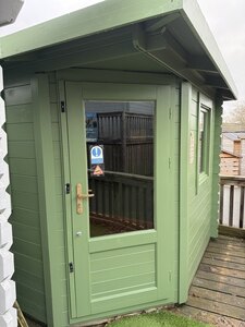 2.6M X 2.6M Untreated Interlocking London Log Cabin (28mm Walls) (Ex-Display)