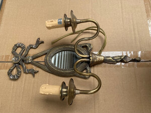 Ex-Display Wall Light Double Antique Brass Mirror