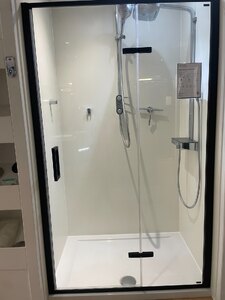 Merlyn Ex-Display Arysto Sleek Hinge Door and Inline Panel, Matt Black, 1200 x 1950mm