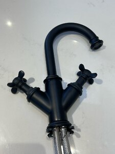 Calypso Bathroom Matt Black Basin Mixer Tap with Pop Up Waste - Ex-Display