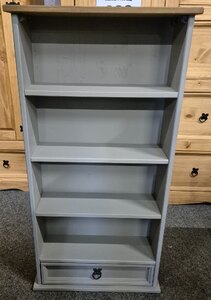 Corona Grey Wax 1 Drawer Pine DVD Rack Bookcase (Ex-Display)