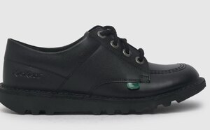 Kickers Kick Lo Junior Black School Shoes - UK 2 / EU 34 - Ex-Display