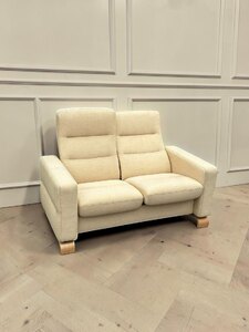 Ekornes Stressless Arion Recliner Two Seater Sofa Ex-Display Yellow Cloth