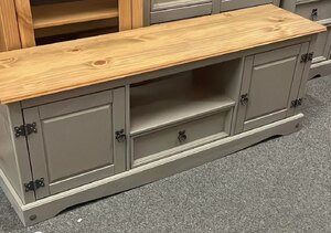 Corona Grey Wax Widescreen Pine TV Unit (Ex-Display)