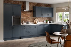 New Not Ex-Display Indigo Blue Shaker Kitchen Units, Worktops & Handles with Free Floorplan Quote