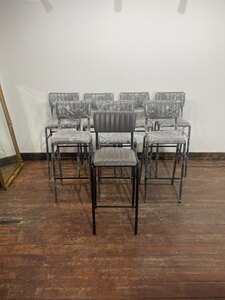 Ex-Display Set of 8 Grey Leather Effect Bar Stools, Industrial Style