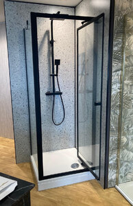 Ex-Display Crosswater Clear 6 Infold Black 800mm Shower Enclosure