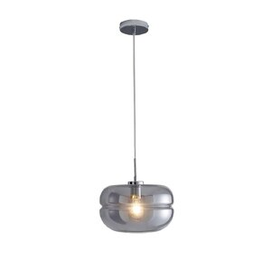 1 Light Curling Stone Glass Pendant Light, Smoke, Satin Nickel, Fleur - Ex-Display