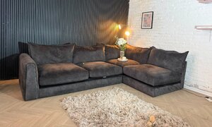 Ex-Display DFS Devine Corner Sofa with Footstool, Charcoal