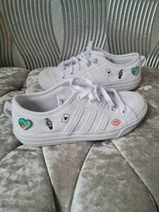 Adidas Nizza Platform J Trainers, Girls Size UK 2, White, Ex-Display