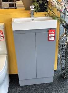 Ex-Display 490mm Bathroom Vanity Unit with Basin Sink - Floor Standing Cabinet, Waterproof