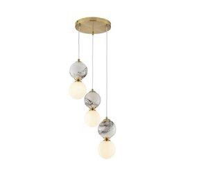 Brass & Opal 3 Light Cluster Marble Pendant House Beautiful Delta - Ex-Display