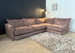 Ex-Display DFS Devine Corner Sofa with Footstool, Mocha