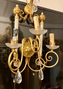 Vintage Style 3-Light Wall Sconce Gilt Gold Crystal Prism Ex-Display Showroom