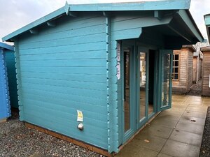 3.5M X 3M Paddock Wood Untreated Interlocking Log Cabin 28Mm (Ex-Display)