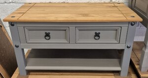 Corona Grey Wax 2 Drawer Pine Coffee Table (Ex-Display)
