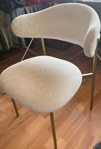 Cream Upholstered Dining Chair With Gold Legs, Ex-Display