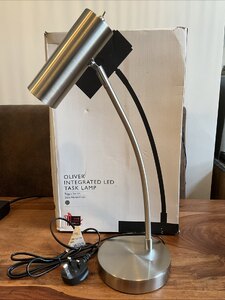 John Lewis Oliver Integrated LED Task Lamp, Satin Nickel, Ex-Display