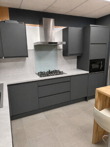 Matt Graphite Handleless J Groove Brand New Ex-Display Kitchen - Free Quote