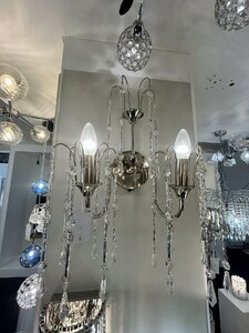 Ex-Display Dar Lighting Daniella Glass/Polished Chrome Double Wall Light