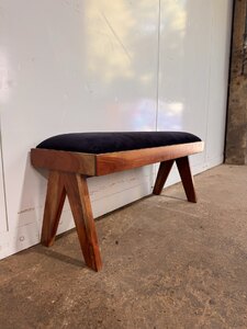Ex-Display Mango Wood & Black Velvet Bench | Delivery Available