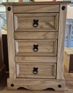 Corona Medium 3 Drawer Pine Bedside Table (Ex-Display)