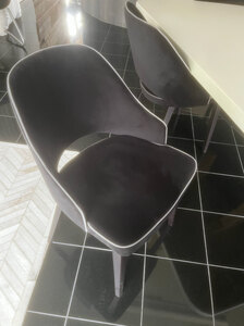 Ex-Display Bespoke Black Velvet Dining Chair with White Piping