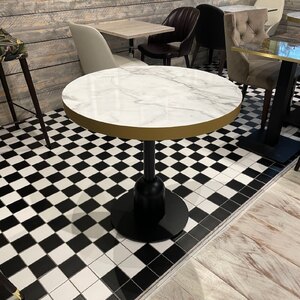 New Ex-Display, Bespoke Made, Marble Top Bullet Base Dining Table, One In Stock
