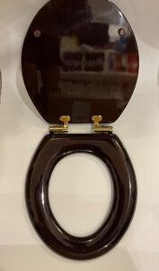 Burlington Gloss Mahogany Soft Close Toilet Seat with Gold Hinges, Ex-Display