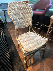 New Ex-Display Bespoke Made Cream Striped Rattan Dining Chair