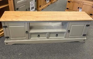 Corona Grey Wax Large Widescreen Pine TV Unit (Ex-Display)