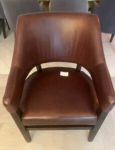 Ex-Display Bespoke Dark Tan Accent Chair with Brass Button Detail