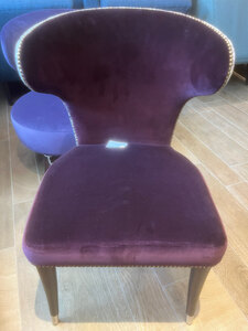 New Ex-Display Bespoke Aubergine Brass Buttoned Edges Dining Chair With Patterned Back