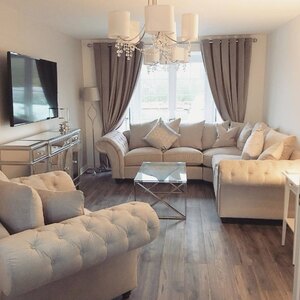 Luxury Windsor Corner Sofa, Naples Cream, With Cushions, Upgraded Seats