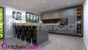 German Kitchen Hacker Meteor in Brushed Steel & Kingston Natural Walnut