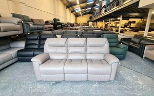 Ex-Display La-Z-Boy Staten Grey Leather Electric Recliner 3 Seater Sofa